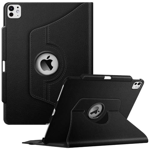 FINTIE Hülle für iPad Pro 13 Zoll M4 (2024) (Modellnummer: A2925/A2926/A3007) mit Pencil Halter - Schutzhülle Cover mit 360 Grad drehbarem Ständer und Auto Schlaf/Wach Funktion, Schwarz von FINTIE