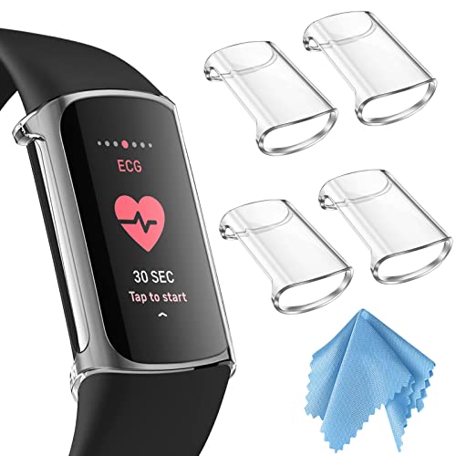 Fintie Hülle kompatibel mit Fitbit Charge 6/Charge 5 Smartwatch Schutzhülle [4 Stück] Ultradünne Leichte Schutz Gehäuse Abdeckung, 4 Transparent von FINTIE