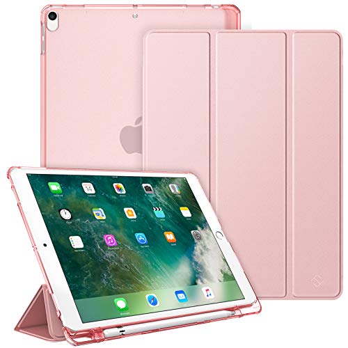 Fintie Hülle mit Pencil Halter für iPad Air 10.5" 2019 (3. Generation) / iPad Pro 10.5" 2017 - Ultradünn Superleicht Schutzhülle mit transparenter Rückseite Abdeckung, Auto Sleep/Wake, Roségold von Fintie