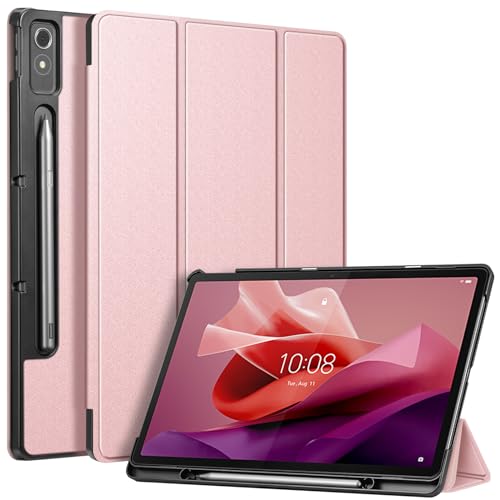 Fintie Hülle mit Stifthalter für Lenovo Tab P12 Tablet 12,7" TB370FU 2023, Ultradünne Flip Case Cover mit Auto Schlaf/Wach, Ständer Funktion, Roségold von Fintie