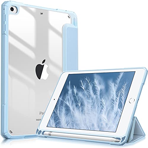 FINTIE Hybrid Hülle Kompatibel mit iPad Mini 5 2019 / iPad Mini 4 7,9 Zoll - [Eingebauter Stifthalter] Stoßfeste Abdeckung mit Transparent Klar Hartschalen Rückseite Schutzhülle, Himmelblau von FINTIE