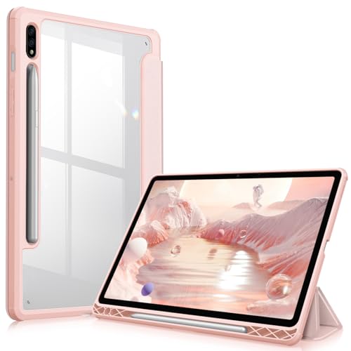 Fintie Hybrid Hülle für Samsung Galaxy Tab S8 11 Zoll 2022 /S7 11 Zoll 2020 - Stoßfeste Abdeckung mit Transparent Klar Hartschalen Rückseite Schutzhülle, Roségold von Fintie