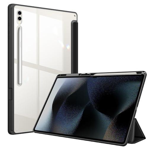 Fintie Hybrid Hülle für Samsung Galaxy Tab S8 Ultra 14.6 Zoll 2022 SM-X900/X906 - Stoßfeste Abdeckung mit Transparent Hartschalen Schutzhülle und Stifthalterung, Schwarz von Fintie