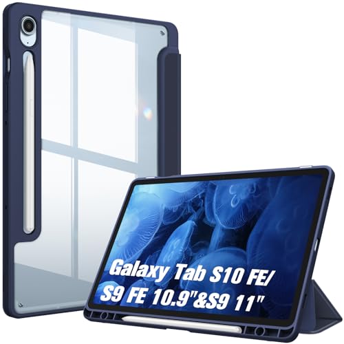 Fintie Hybrid Hülle für Samsung Galaxy Tab S10 FE/S9 FE 10.9"/S9 11" Tablet mit Stifthalter - Stoßfeste Schutzhülle mit Transparenter Hartschale auf der Rückseite, Dunkelblau Fintie Hybrid Hülle für Samsung Galaxy Tab S10 FE/S9 FE 10.9"/S9 11" Tablet mit Stifthalter - Stoßfeste Schutzhülle mit Transparenter Hartschale auf der Rückseite, Dunkelblau von FINTIE