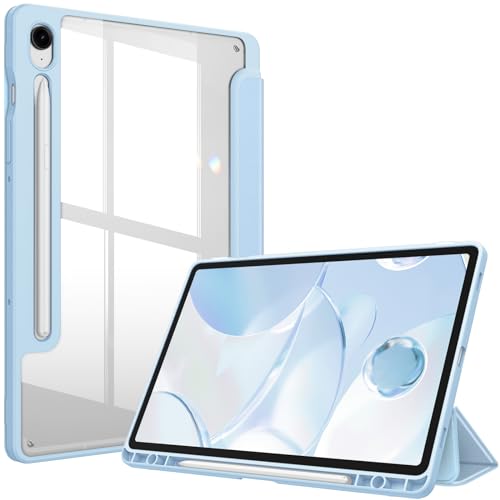 Fintie Hybrid Hülle für Samsung Galaxy Tab S9 FE 10.9 Zoll/Tab S9 11 Zoll 2023 Tablet mit Stifthalter - Stoßfeste Schutzhülle mit transparenter Hartschale auf der Rückseite, Himmelblau von Fintie
