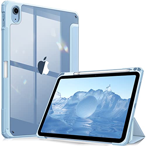 Fintie Hybrid Hülle für iPad 10. Generation 2022 (10.9 Zoll) mit Stifthalter - Stoßfeste Schutzhülle mit transparenter Hartschale auf der Rückseite, Himmelblau von Fintie