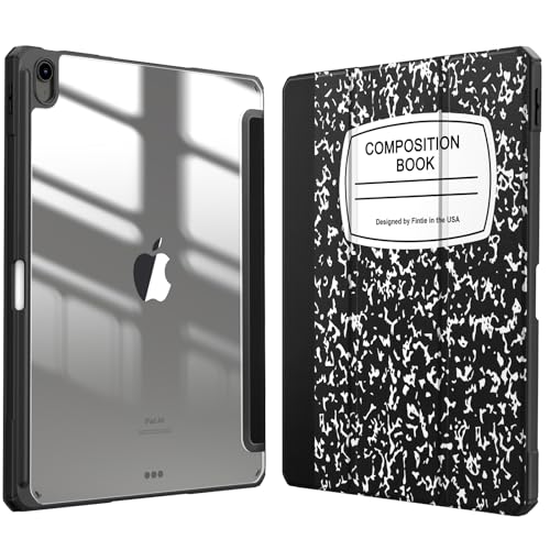 Fintie Hybrid Hülle für iPad Air 13 Zoll (M3) 2025, (M2) 2024 mit Stifthalter - Stoßfeste Schutzhülle Case mit transparenter Hartschale auf der Rückseite für iPad Air 13 Zoll Hülle, Notizblock Schwarz von FINTIE