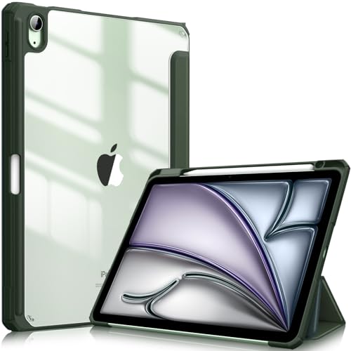 Fintie Hybrid Hülle für iPad Air 5. Generation 2022 / iPad Air 4. Generation 2020 10.9 Zoll mit Stifthalter - Stoßfeste Schutzhülle mit transparenter Hartschale auf der Rückseite, Alpingrün von Fintie