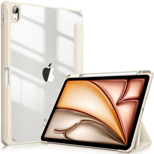 Fintie Hybrid Hülle für iPad Air 11 Zoll 2024, iPad Air 5. Generation 2022/ iPad Air 4 10.9 Zoll mit Stifthalter - Stoßfeste Schutzhülle mit transparenter Hartschale auf der Rückseite, Champagner Gold von Fintie