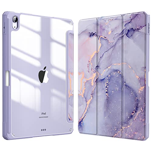 Fintie Hybrid Hülle für iPad Air 11 Zoll M3 2025/ M2 2024, iPad Air 5/4 Gen (2022/2020) 10,9 Zoll mit Stifthalter - Stoßfeste Schutzhülle mit transparenter Hartschale auf der Rückseite, Lila Marmor Fintie Hybrid Hülle für iPad Air 11 Zoll M3 2025/ M2 2024, iPad Air 5/4 Gen (2022/2020) 10,9 Zoll mit Stifthalter - Stoßfeste Schutzhülle mit transparenter Hartschale auf der Rückseite, Lila Marmor von FINTIE
