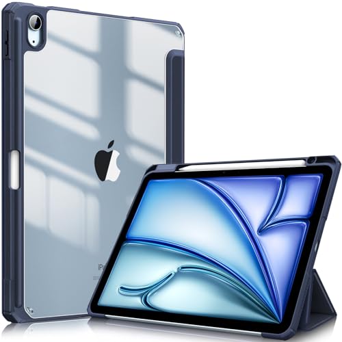 Fintie Hybrid Hülle für iPad Air 5. Generation 2022 / iPad Air 4. Generation 2020 10.9 Zoll mit Stifthalter - Stoßfeste Schutzhülle mit transparenter Hartschale auf der Rückseite, Marineblau von Fintie