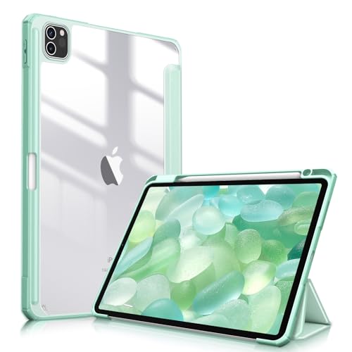 FINTIE Hybrid Hülle für iPad Pro 11 2022/2021 (3./4. Generation) mit Stifthalter - Stoßfeste Schutzhülle mit transparenter Hartschale auf der Rückseite für iPad Pro 11 2020/2018, Grün von FINTIE