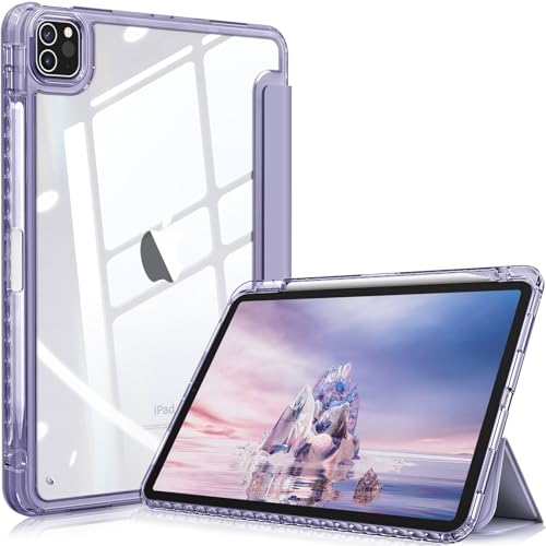 Fintie Hybrid Hülle für iPad Pro 11 2022/2021 (3./4. Generation) mit Stifthalter - Stoßfeste Schutzhülle mit transparenter Hartschale auf der Rückseite für iPad Pro 11 2020/2018, Pastellviolett von Fintie