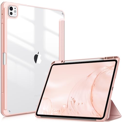 Fintie Hybrid Hülle für iPad Pro 13 Zoll (M4) 2024 mit Stifthalter - Stoßfeste Schutzhülle mit transparenter Hartschale auf der Rückseite Case für 13" iPad Pro M4, Roségold von FINTIE