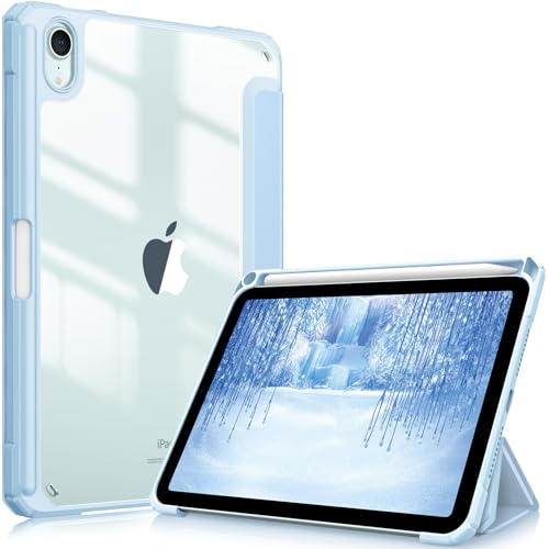 Fintie Hybrid Hülle für iPad mini 7 (A17 Pro) 2024 / iPad mini 6. Generation 2021 8.3 Zoll mit Stifthalter - Stoßfeste Schutzhülle mit transparenter Hartschale auf der Rückseite, Himmelblau von FINTIE