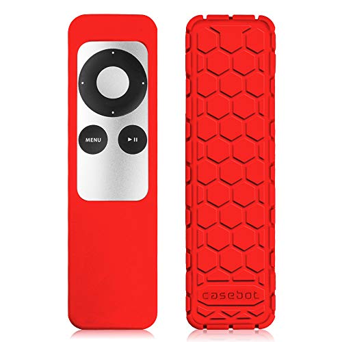 Fintie Remote Hülle für Apple TV 2/3 Generation Fernbedienung - [Bienenstock Serie] Leichte rutschfeste Stoßfeste Silikon Schutzhülle Tasche Case Cover, Rot von FINTIE