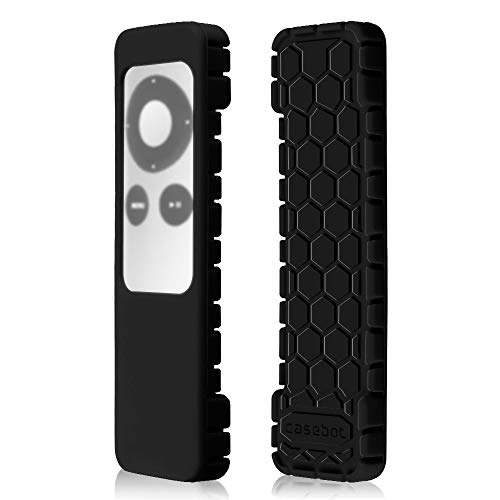 Fintie Remote Hülle für Apple TV 2/3 Generation Fernbedienung - [Bienenstock Serie] Leichte rutschfeste Stoßfeste Silikon Schutzhülle Tasche Case Cover, Schwarz von Fintie