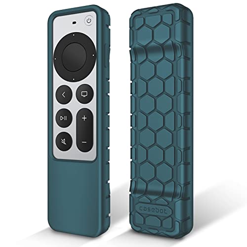 Fintie Schutzhülle für Apple TV Siri Remote 2021 2022 – Honigkamm, leicht, rutschfest, stoßfest, Silikonhülle für Apple TV 4K / HD Siri Fernbedienung (2. Generation/3. Gen), Dunkelcyan von Fintie