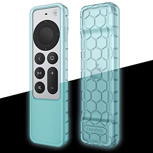 Fintie Schutzhülle für Apple TV Siri Remote 2021 2022 – Honigkamm, leicht, rutschfest, stoßfest, Silikonhülle für Apple TV 4K / HD Siri Fernbedienung (2. Generation/3. Gen), blau-leuchtend von FINTIE