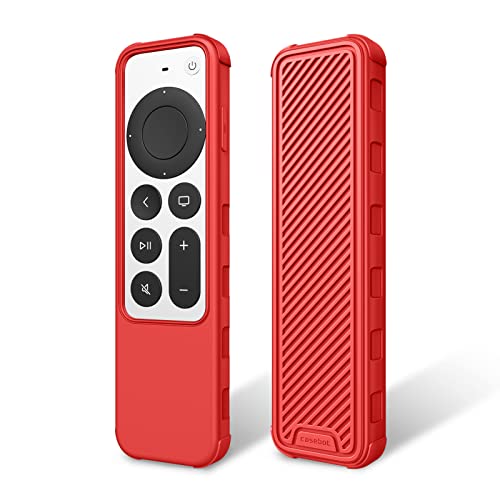 Fintie Schutzhülle für Apple TV Siri Remote 2022/2021 – Leichte, rutschfeste, Stoßfeste Silikon hülle Case Cover für Apple TV 4K / HD Siri Fernbedienung (3. / 2. Generation), Rot von FINTIE