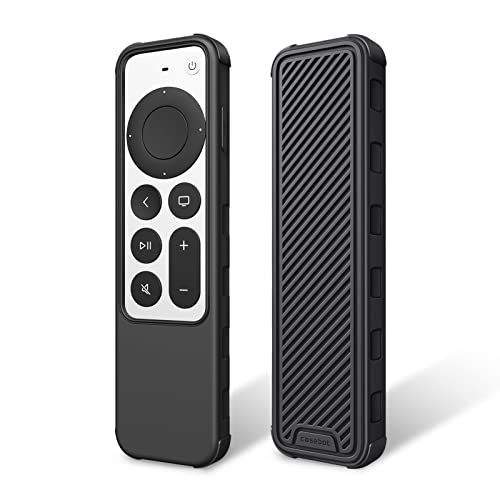 Fintie Schutzhülle für Apple TV Siri Remote 2022/2021 – Leichte, rutschfeste, Stoßfeste Silikon hülle Case Cover für Apple TV 4K / HD Siri Fernbedienung (3. / 2. Generation), Schwarz von Fintie