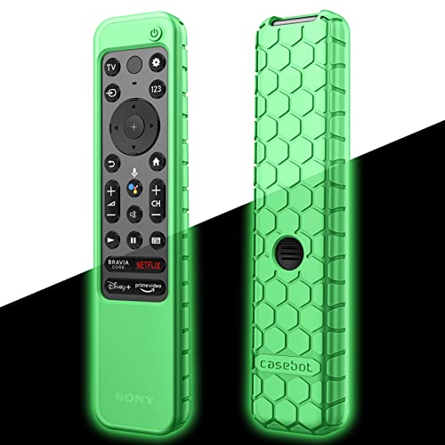 Fintie Schutzhülle für Sony RMF-TX810U RMF-TX910U RMF-TX800U RMF-TX900U Sprachfernbedienung 2023/2022, Honigkamm, leicht, rutschfest, stoßfest, Silikonhülle für Sony TV-Fernbedienung, grün-leuchtend von FINTIE