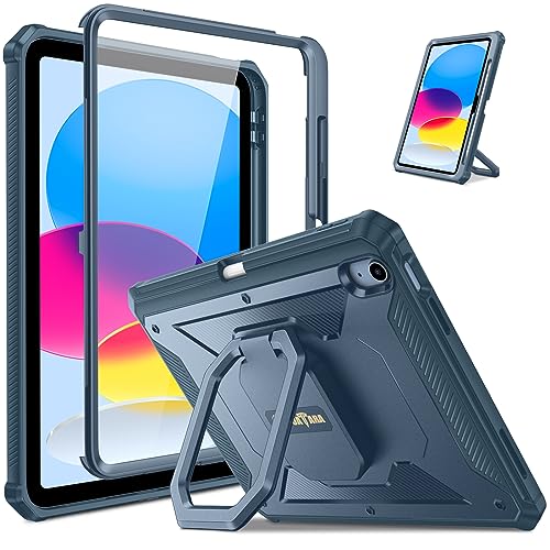 Fintie Schutzhülle für iPad 11./10. Generation 11/10,9 Zoll 2025/2022 - [Tuatara Magic Ring] 360 Grad drehbarer Griff Ständer Stoßfest Rugged Cover mit Displayschutzfolie und Stifthalter, Navy von FINTIE