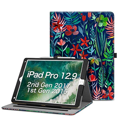Fintie Schutzhülle für iPad Pro 12.9 2nd Gen 2017 1st 2015 – [Eckenschutz] Multi-Winkel Folio Stand Cover mit Tasche, Auto Wake/Sleep Apple 12,9 Zoll (32,9 cm), Dschungel Night von FINTIE