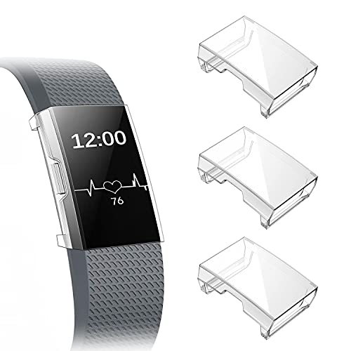 Fintie Schutzhülle kompatibel mit Fitbit Charge 2 - [3 Stück] Ultra-Dünn Leichte Displayschutz Polycarbonat Schutzfolie Gehaüse Abdeckung, Transparent von Fintie