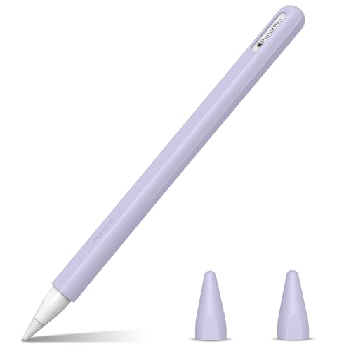 Fintie Silikon H?lle f?r Apple Pencil 2nd Generation, Light Pen Skin Case Cover Soft Protective Pencil Grip Holder with 2 Nib Covers Accessories, Lilac Purple von Fintie