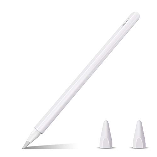 Fintie Schutzhülle aus Silikon, kompatibel mit Apple Pencil (2nd Generation), ultraleichte Stifttasche, weicher Schutzgriff mit 2 Spitzenabdeckungen (Weiß) von FINTIE