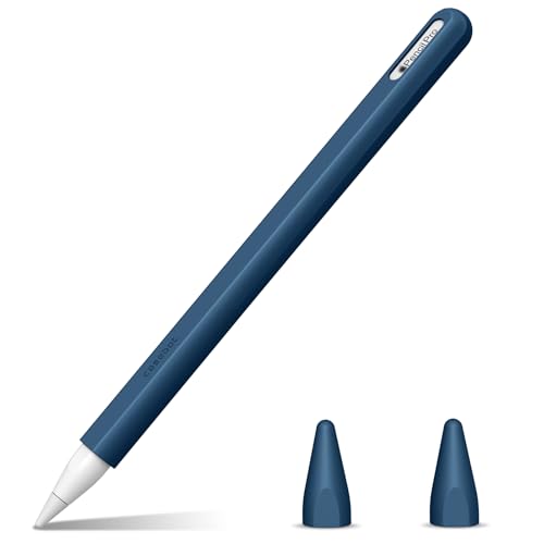 Fintie Silikon Hülle Kompatibel mit Apple Pencil Pro/Apple Pencil (2. Generation) - Ultra leichte Stifttasche, weiche schützende Griffhalterung mit 2 Spitzenabdeckung, Cyan Blau von FINTIE