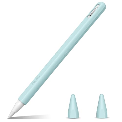 Fintie Silikon Hülle Kompatibel mit Apple Pencil Pro/Apple Pencil (2. Generation) - Ultra leichte Stifttasche, weiche schützende Griffhalterung mit 2 Spitzenabdeckung, (Eisblau) von FINTIE