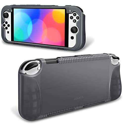 Fintie Silikon Hülle Kompatibel mit Nintendo Switch (OLED Modell) 2021, weiche [Anti-Rutsch] [Stoßfeste] Schutzhülle mit ergonomische Grip, Griff Cover für Switch OLED Modell Console, Grau von Fintie