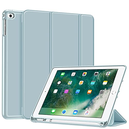 Fintie SlimShell Hülle für iPad 9.7 2018/2017 / iPad Air 2 2014 / iPad Air 2013 mit stifthalter - Superleicht Soft TPU Rückseite Abdeckung Schutzhülle, Auto Schlaf/Wach, Eisblau von Fintie