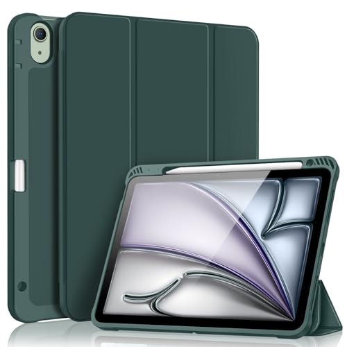 Fintie SlimShell Hülle für iPad Air 5th Generation (2022) / iPad Air 4th Generation (2020) 10.9 Zoll - Flexible Soft TPU Stand Back Cover mit Stifthalter, Auto Sleep/Wake, Mitternachtsgrün von Fintie