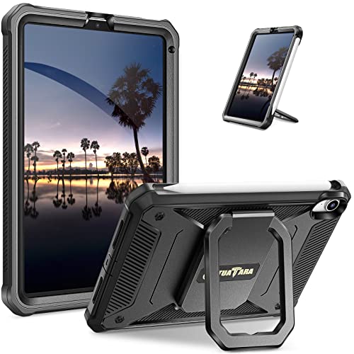 Fintie Stoßfeste Hülle für iPad Mini 7 (A17 Pro) 2024/ iPad Mini 6 Generation 8,3 Zoll, [Tuatara Magic Ring][360-Rotating] Multifunktionale Stand mit Griff Schutzhülle mit Displayschutzfolie, Schwarz von FINTIE