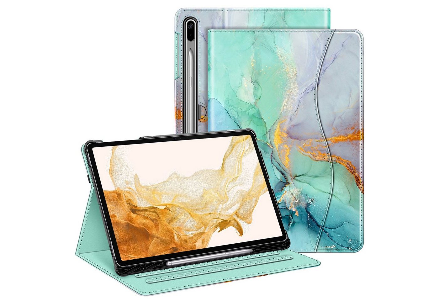 Fintie Tablet-Hülle Hülle für Samsung Galaxy Tab S8 Plus 2022/S7 FE 2021/S7 Plus 2020 12.4 Zoll, Multi-Winkel Folio Schutzhülle mit S Pen Halter Dokumentschlitze und Auto Schlaf/Wach Funktion von Fintie