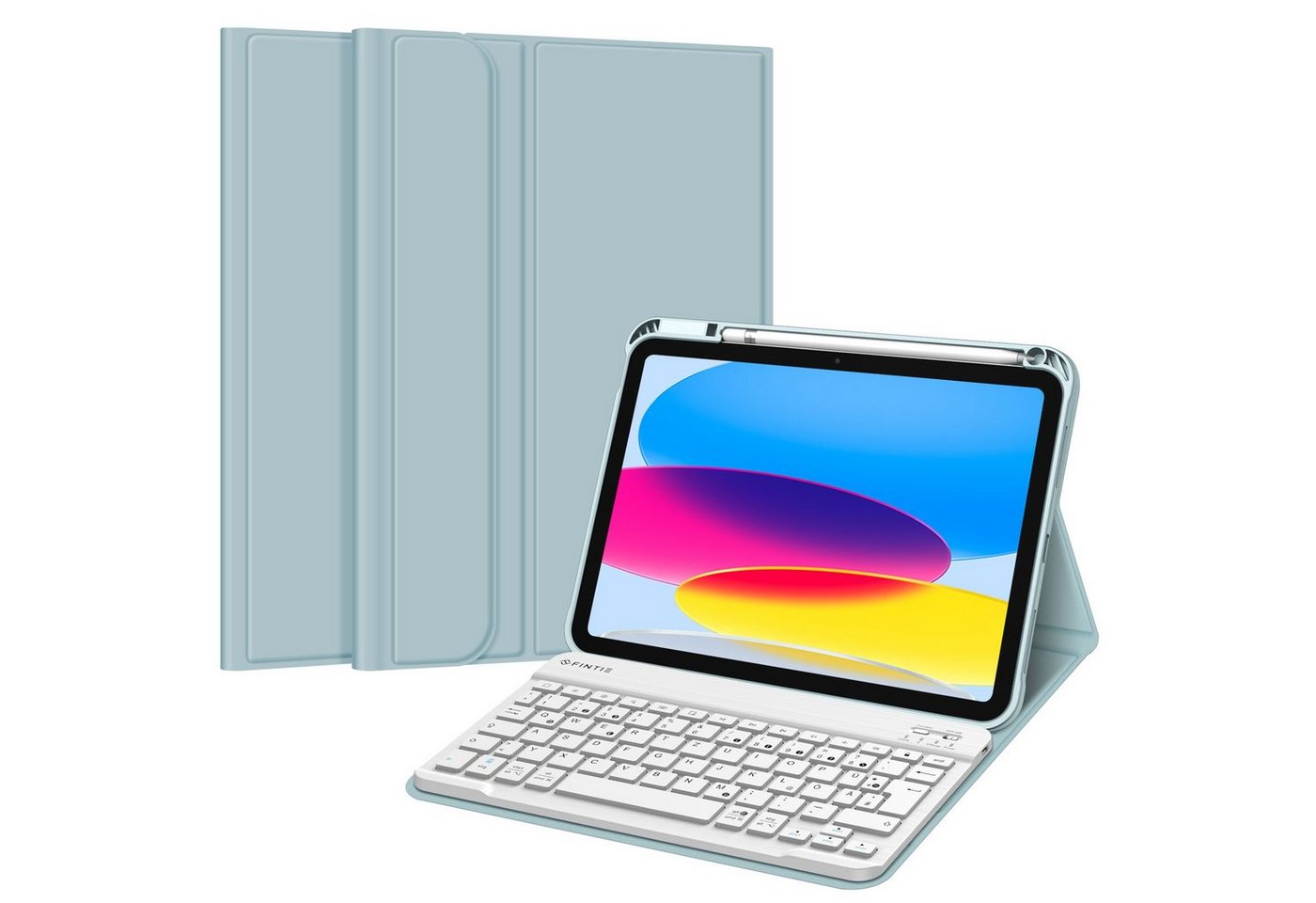 Fintie Tablet-Hülle Tastatur Hülle für iPad 10. Gen 2022 (10.9 Zoll), mit TPU Rückschale, Pencil Halter und magnetisch Abnehmbarer Tastatur mit QWERTZ Layout von Fintie