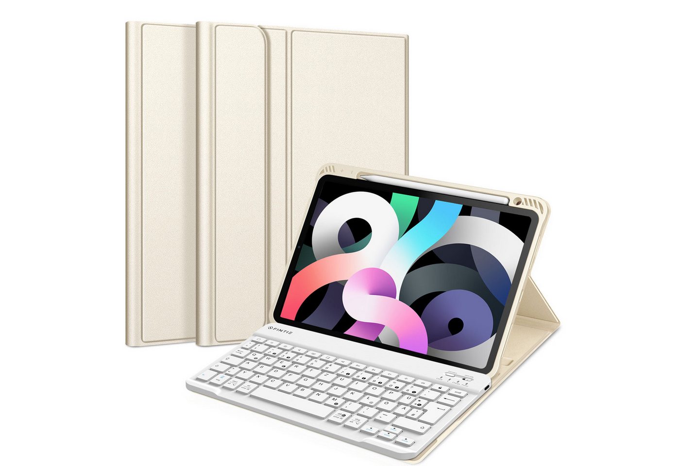 Fintie Tablet-Hülle Tastatur Hülle für iPad Air 5 2022 / iPad Air 4 2020 10.9 Zoll, Soft TPU Rückseite Gehäuse Schutzhülle mit Stifthalter, magnetisch Abnehmbarer Bluetooth Tastatur mit QWERTZ Layout von Fintie