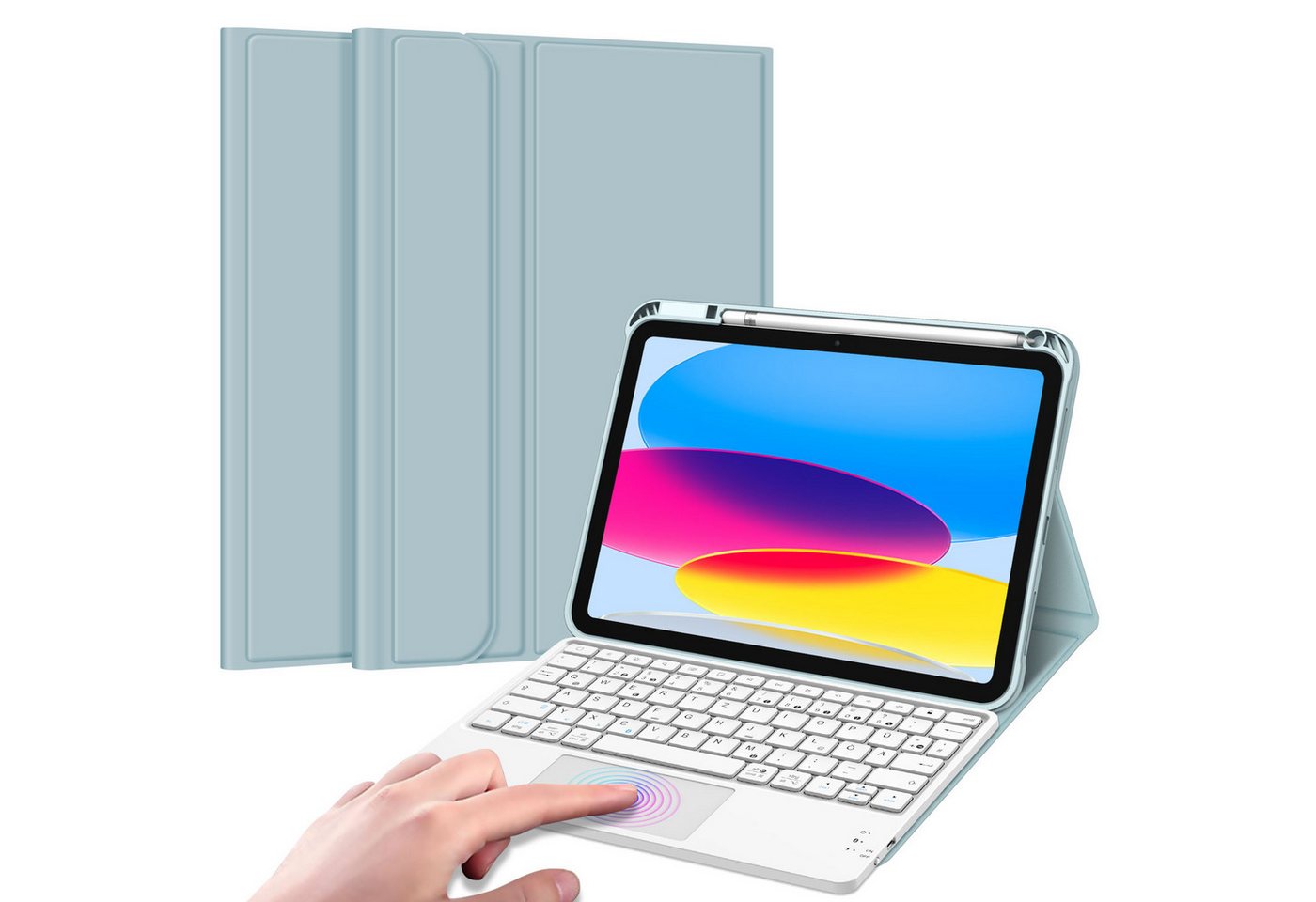 Fintie Tablet-Hülle für iPad 10. Generation 2022, mit magnetisch Abnehmbarer Keyboard, Deutscher Keyboard mit QWERTZ Layout von Fintie