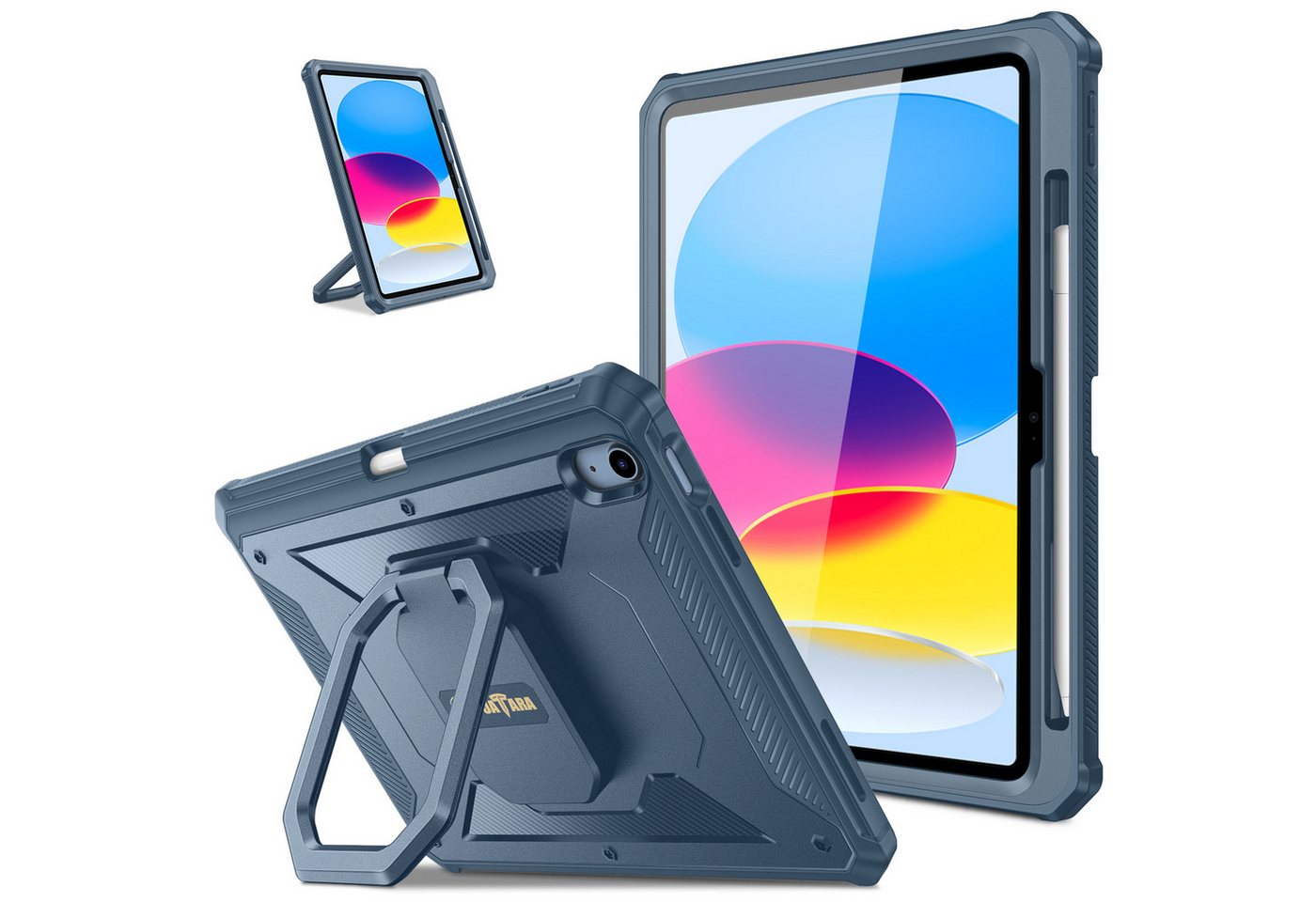 Fintie Tablet-Hülle für iPad 11./10. Generation 11/10,9 Zoll 2025/2022[Tuatara Magic Ring], 360 Grad drehbarer Griff Ständer Stoßfest Cover mit Displayschutzfolie von Fintie