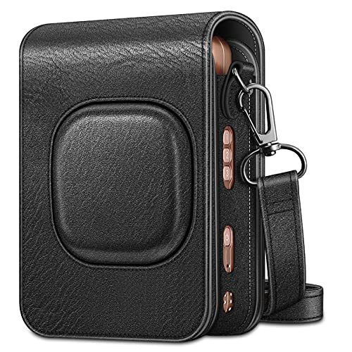 Fintie Tasche für Fujifilm Instax Mini LiPlay hybrid Sofortbildkamera - Premium Schutzhülle Reise Kameratasche Hülle Abdeckung mit abnehmbaren Riemen, Vintage Schwarz von Fintie