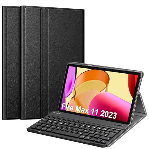 Fintie Tastatur Hülle für Amazon Fire Max 11 Tablet 13. Generation 2023 - Magnetisch Abnehmbarer Deutsches Layout Tastatur von Fintie