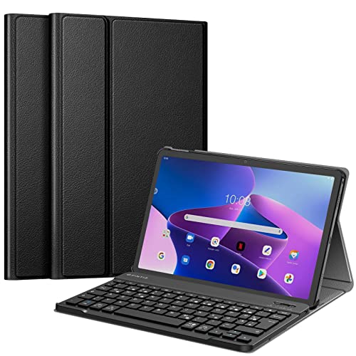 Fintie Tastatur Hülle für Lenovo Tab M10 Plus (3rd Gen) 10,6 Zoll 2022, Slim Schutzhülle mit magnetisch Abnehmbarer Deutsches QWERTZ Bluetooth Keyboard, Schwarz von Fintie