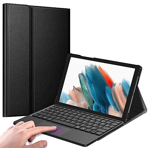 Fintie Tastatur Hülle für Samsung Galaxy Tab A8 10.5 Zoll 2022/2021 SM-X200/X205/X207 - Deutscher Tastatur mit Touchpad Magnetisch Abnehmbarer Keyboard, Schwarz von Fintie