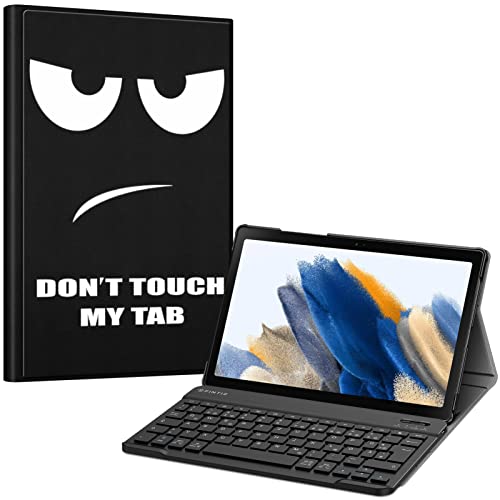 FINTIE Tastatur Hülle für Samsung Galaxy Tab A8 10.5 Zoll 2022/2021 SM-X200/X205/X207 - Keyboard Cover mit Magnetisch Abnehmbarer Deutsches Layout Tastatur, Don't Touch von FINTIE