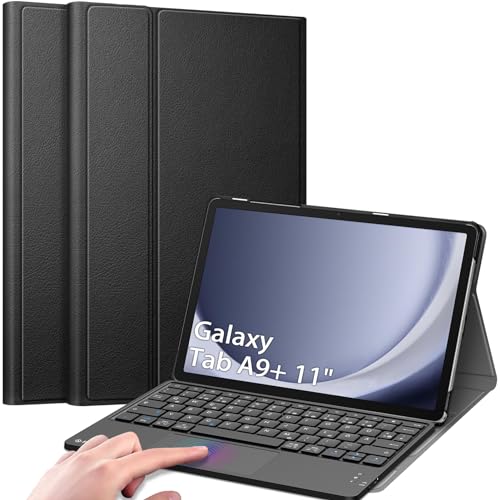 Fintie Tastatur Hülle für Samsung Galaxy Tab A9 Plus 11 Zoll 2023 SM-X210/X216/X218 - Deutscher Tastatur mit Touchpad Magnetisch Abnehmbarer Keyboard, Schwarz von Fintie