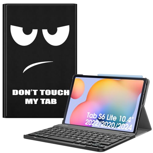 Fintie Tastatur Hülle für Samsung Galaxy Tab S6 Lite 10,4 Zoll 2024/2022/2020 Tablet - Keyboard Cover mit Magnetisch Abnehmbarer Deutscher Bluetooth Tastatur, Don't Touch von Fintie