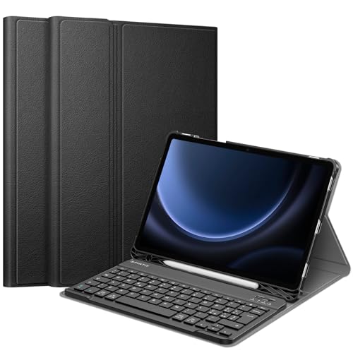 Fintie Tastatur Hülle für Samsung Galaxy Tab S9 FE 10.9" /Tab S9 11" 2023 (Italian Layout), Harte und dünne Multi-Positions-Hülle, Schwarz von Fintie